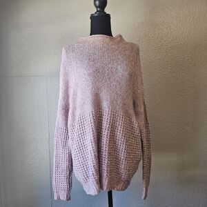 American Eagle Oversize Sweater Pink XL Chunky Texture Pullover Cozy Sz XL AA613